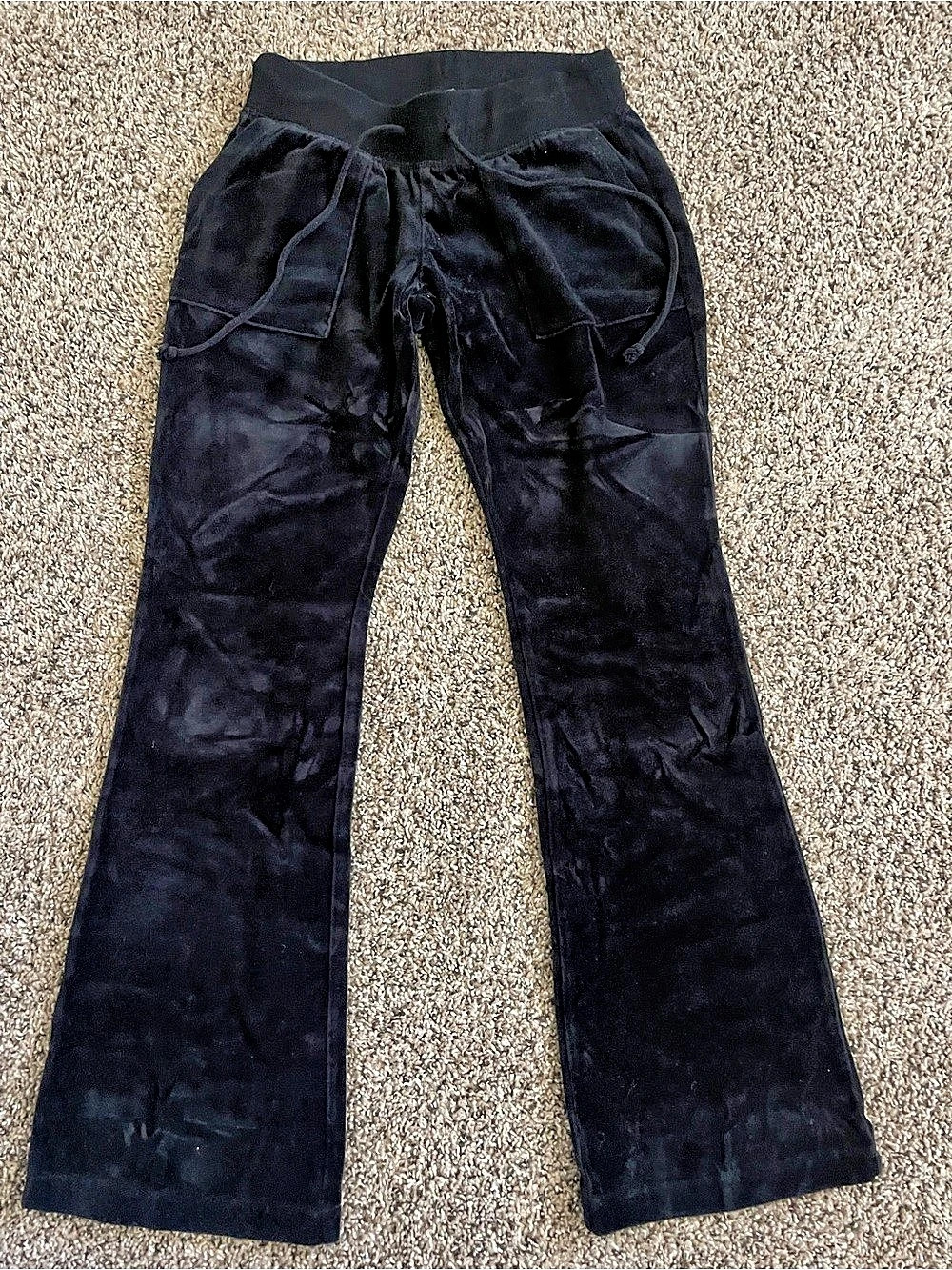 Black Velour Flared Pants